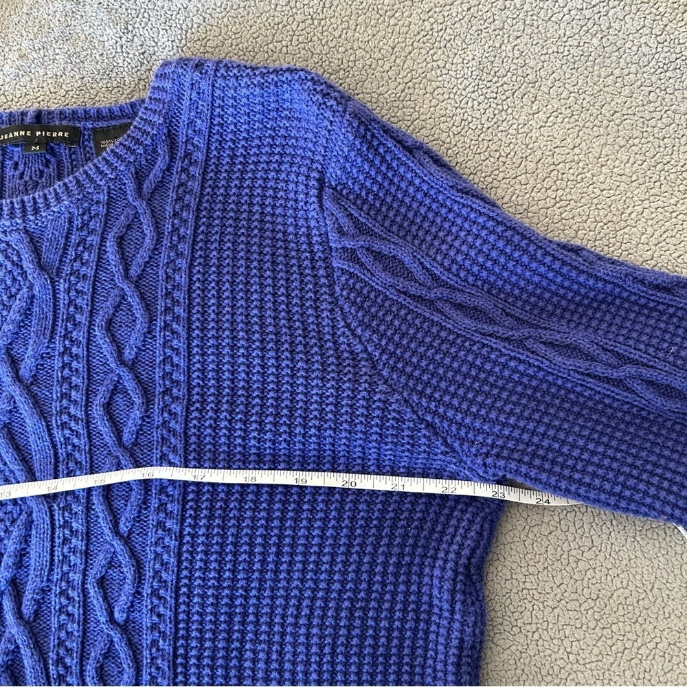 JEANNE PIERRE 100% Cotton Royal Blue Cable Knit Sweater Women’s Medium - Picture 4 of 6